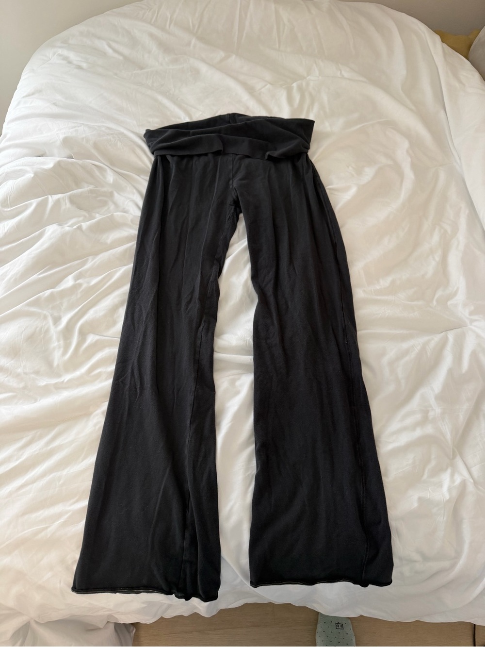 SKIMS Black Fold-Over Waist Wide-Leg Pants